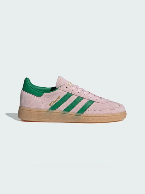 adidas Originals Shoes - adidas Originals Pink Suede Spezial with Green Stripes and Gum Sole